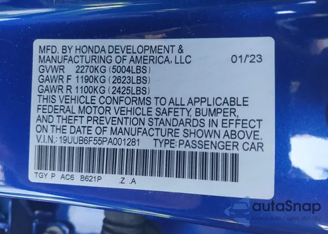 2023 Acura Tlx A-Spec Package z USA, uszkodzony, nr VIN 19UUB6F55PA001281